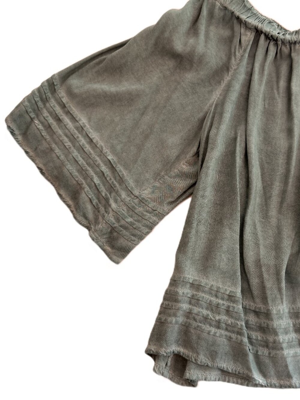 Young Fabulous & Broke Sage Green Off Shoulder Peasant Top Boho Bell Sleeve XS